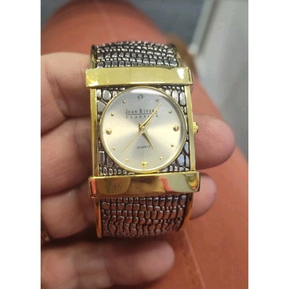 Joan Rivers Cuff Watch Classics Collection Silver And Gold Tone New Battery